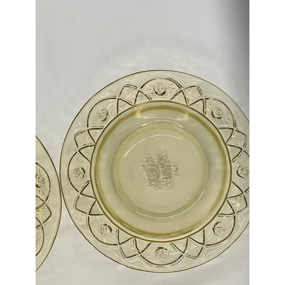 Vtg. Federal Depression Glass Rosemary Dutch Rose Amber Tea Cup with Saucer 4" - Picture 4 of 4